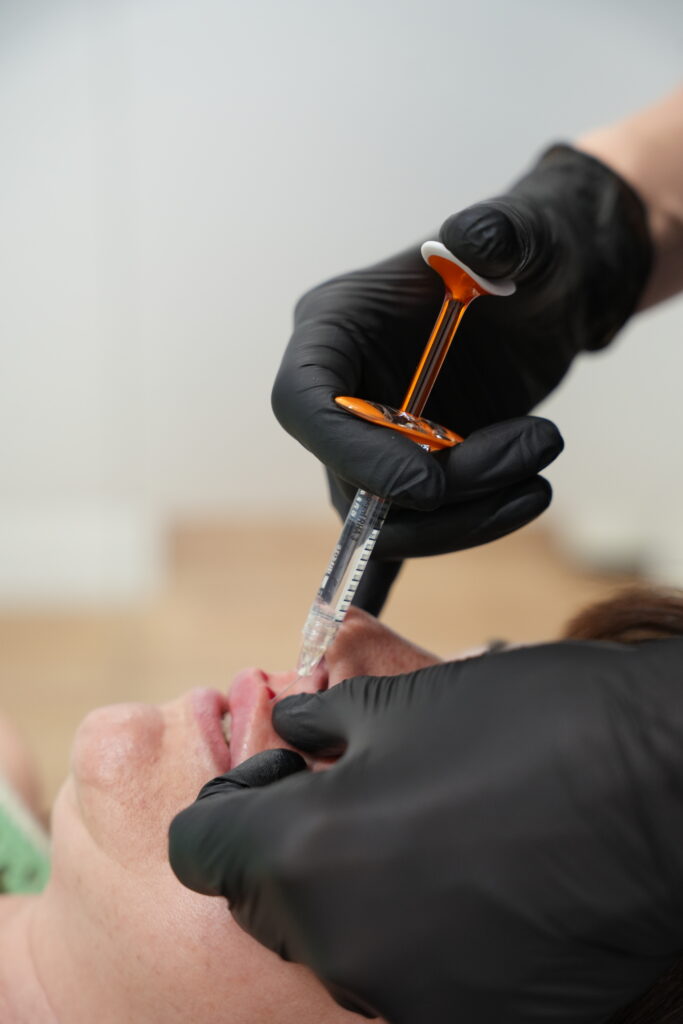 Detalle de la técnica sobre el borde del labio
